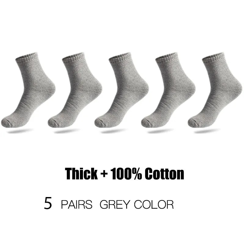 HSS Brand 100% Cotton Men Socks High Quality 5 Pairs Thicken Warm Business Socks Black Autumn Winter For Male Thermal