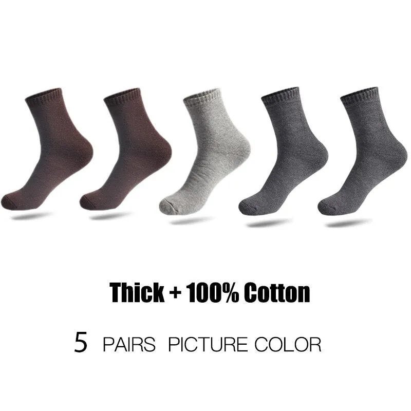 HSS Brand 100% Cotton Men Socks High Quality 5 Pairs Thicken Warm Business Socks Black Autumn Winter For Male Thermal