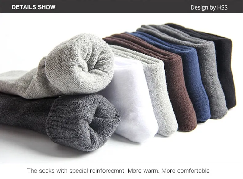 HSS Brand 100% Cotton Men Socks High Quality 5 Pairs Thicken Warm Business Socks Black Autumn Winter For Male Thermal