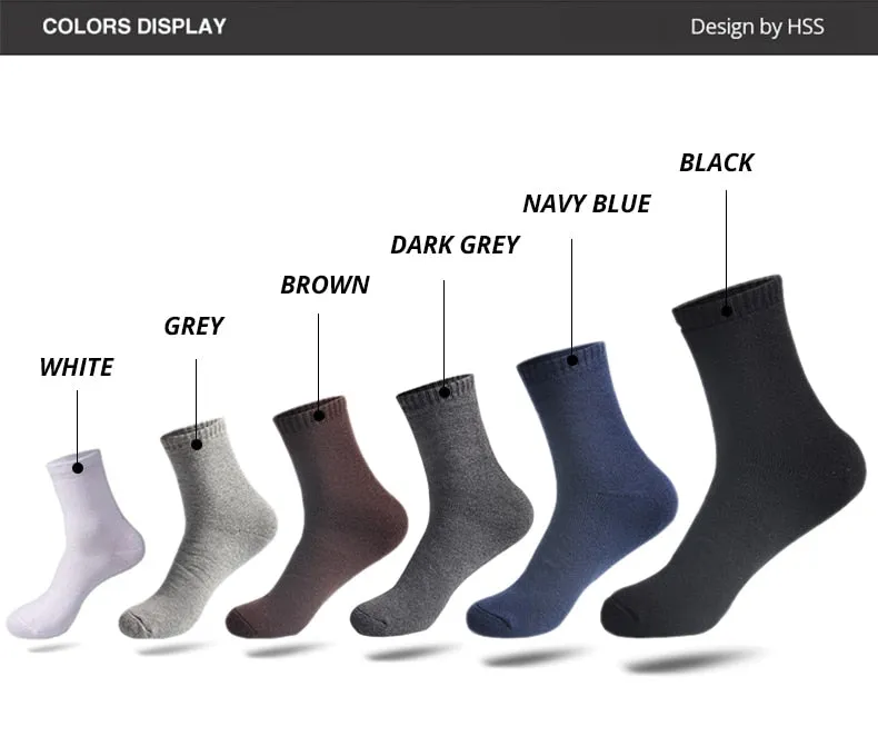 HSS Brand 100% Cotton Men Socks High Quality 5 Pairs Thicken Warm Business Socks Black Autumn Winter For Male Thermal