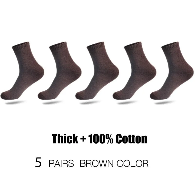 HSS Brand 100% Cotton Men Socks High Quality 5 Pairs Thicken Warm Business Socks Black Autumn Winter For Male Thermal