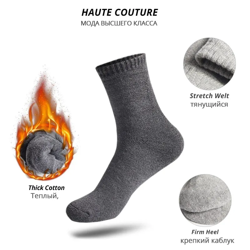 HSS Brand 100% Cotton Men Socks High Quality 5 Pairs Thicken Warm Business Socks Black Autumn Winter For Male Thermal