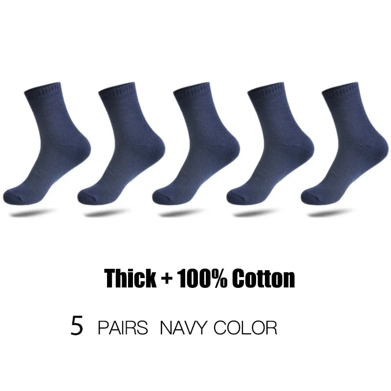 HSS Brand 100% Cotton Men Socks High Quality 5 Pairs Thicken Warm Business Socks Black Autumn Winter For Male Thermal