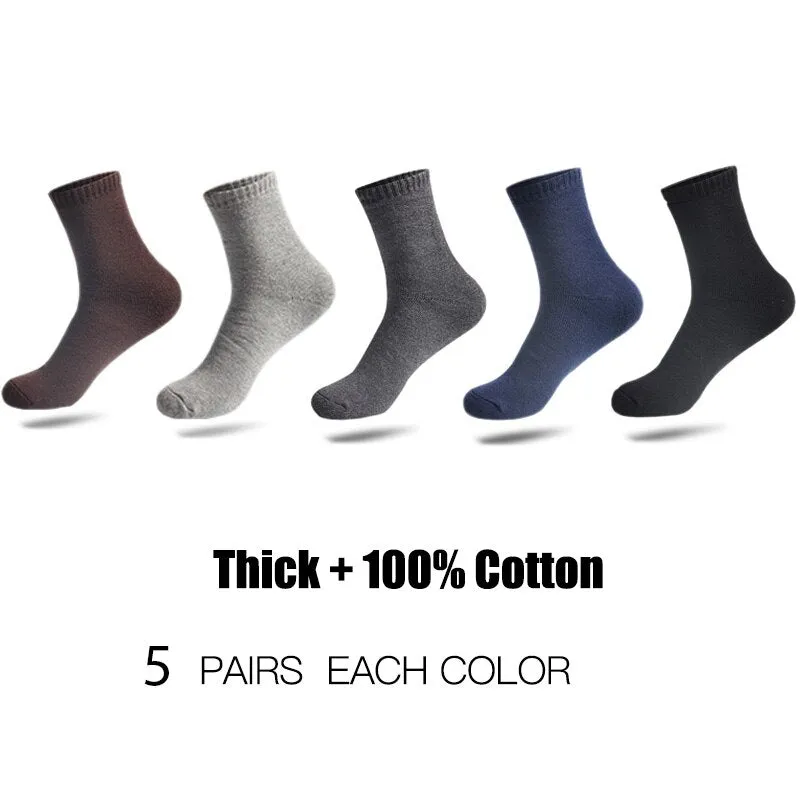 HSS Brand 100% Cotton Men Socks High Quality 5 Pairs Thicken Warm Business Socks Black Autumn Winter For Male Thermal