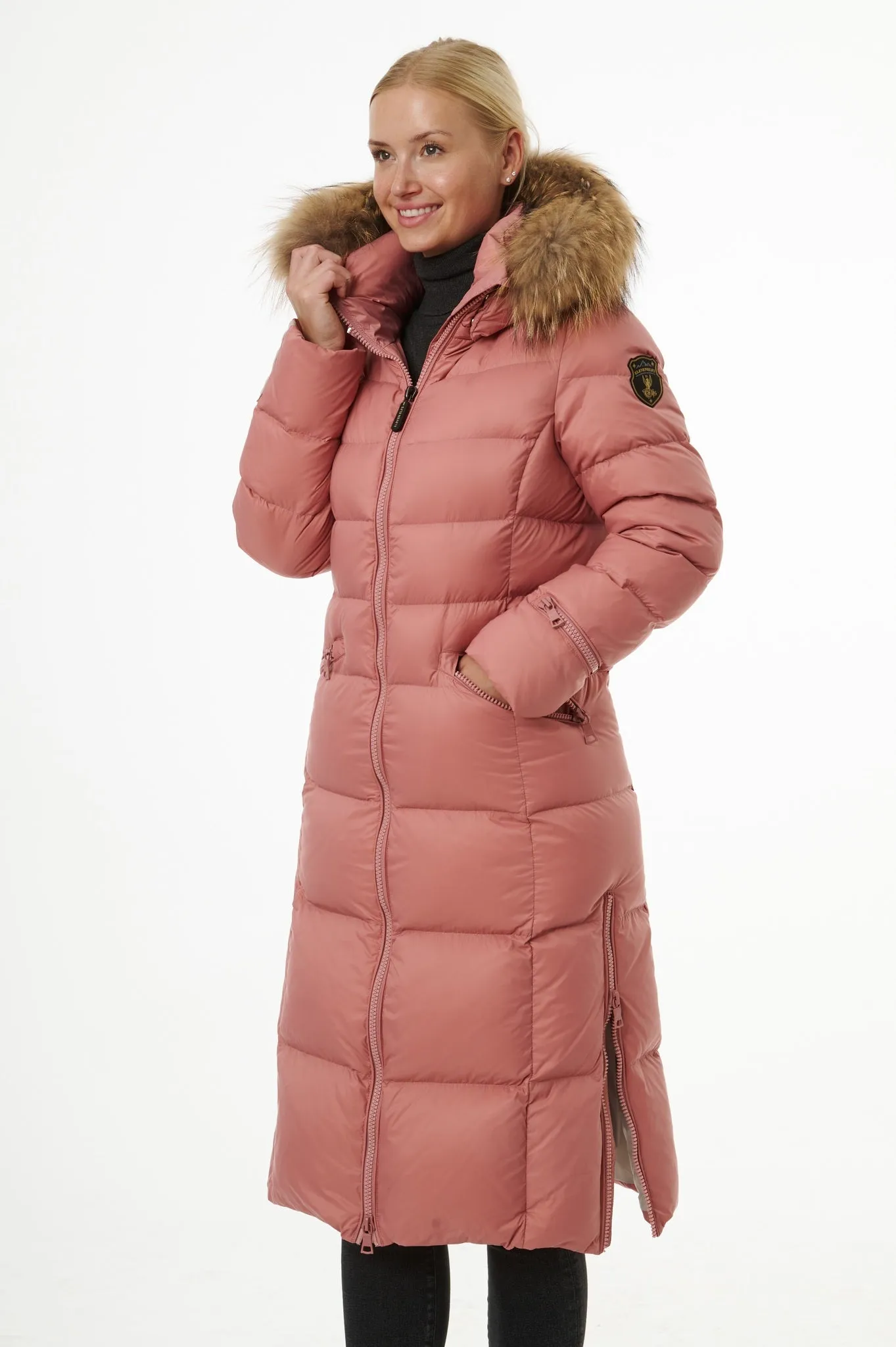 Iclyn Long Down Coat | Dusty Rose/Linen