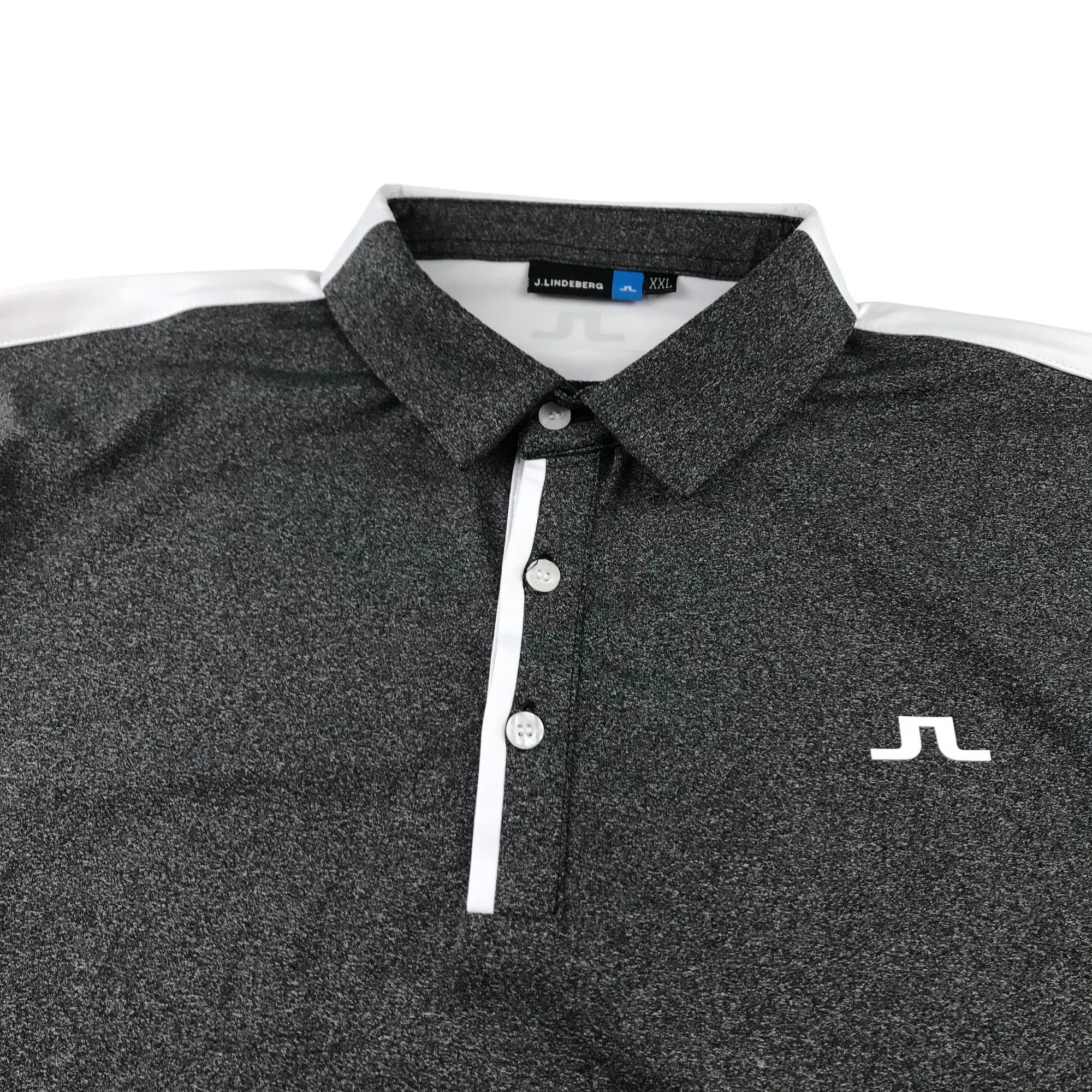 J.Lindeberg sport polo shirt men size XXL grey and white panelled long sleeve t-shirt