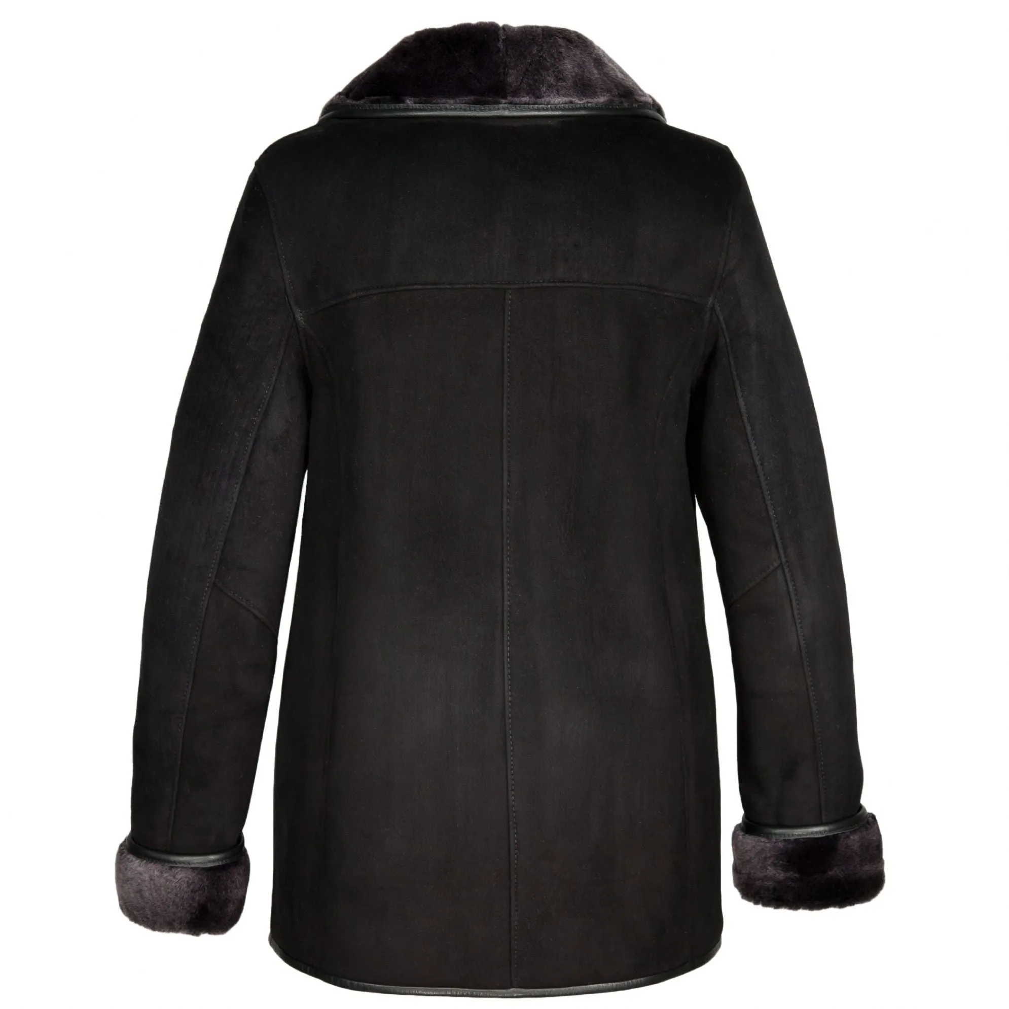 Ladies Chloe Suede Sheepskin Coat - Black