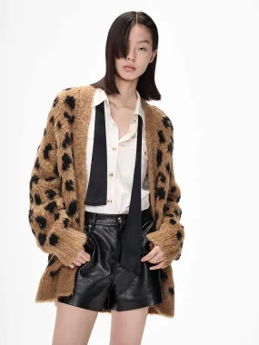 Leopard Print Knitted Cardigan