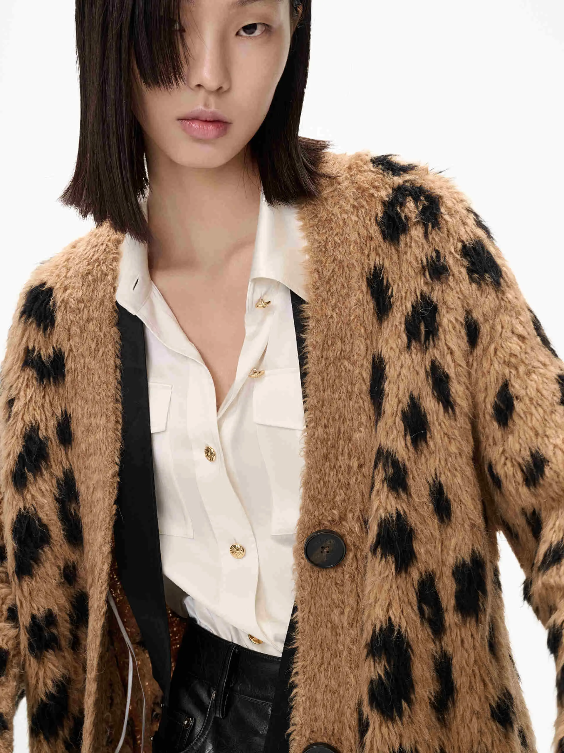 Leopard Print Knitted Cardigan