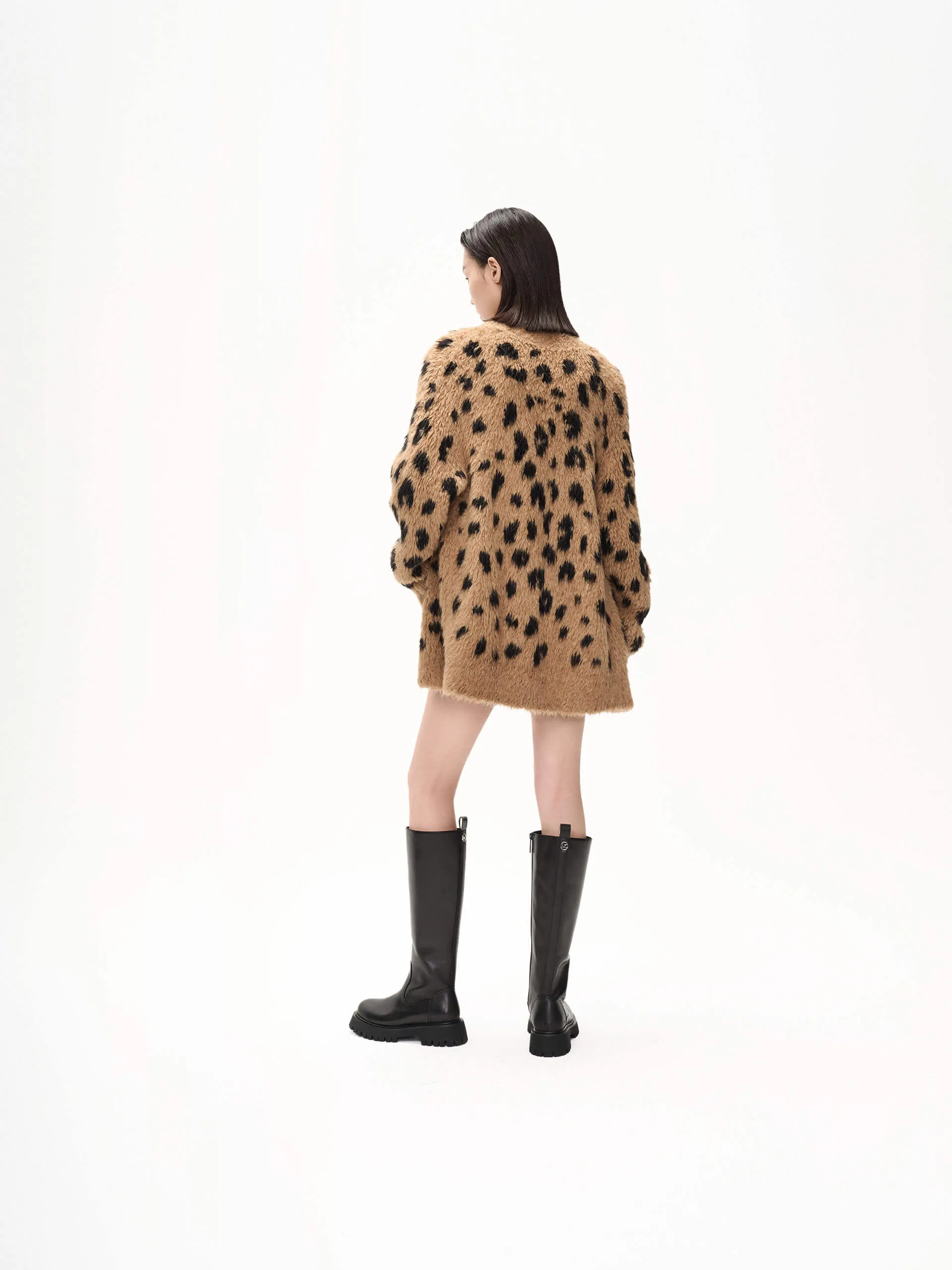 Leopard Print Knitted Cardigan