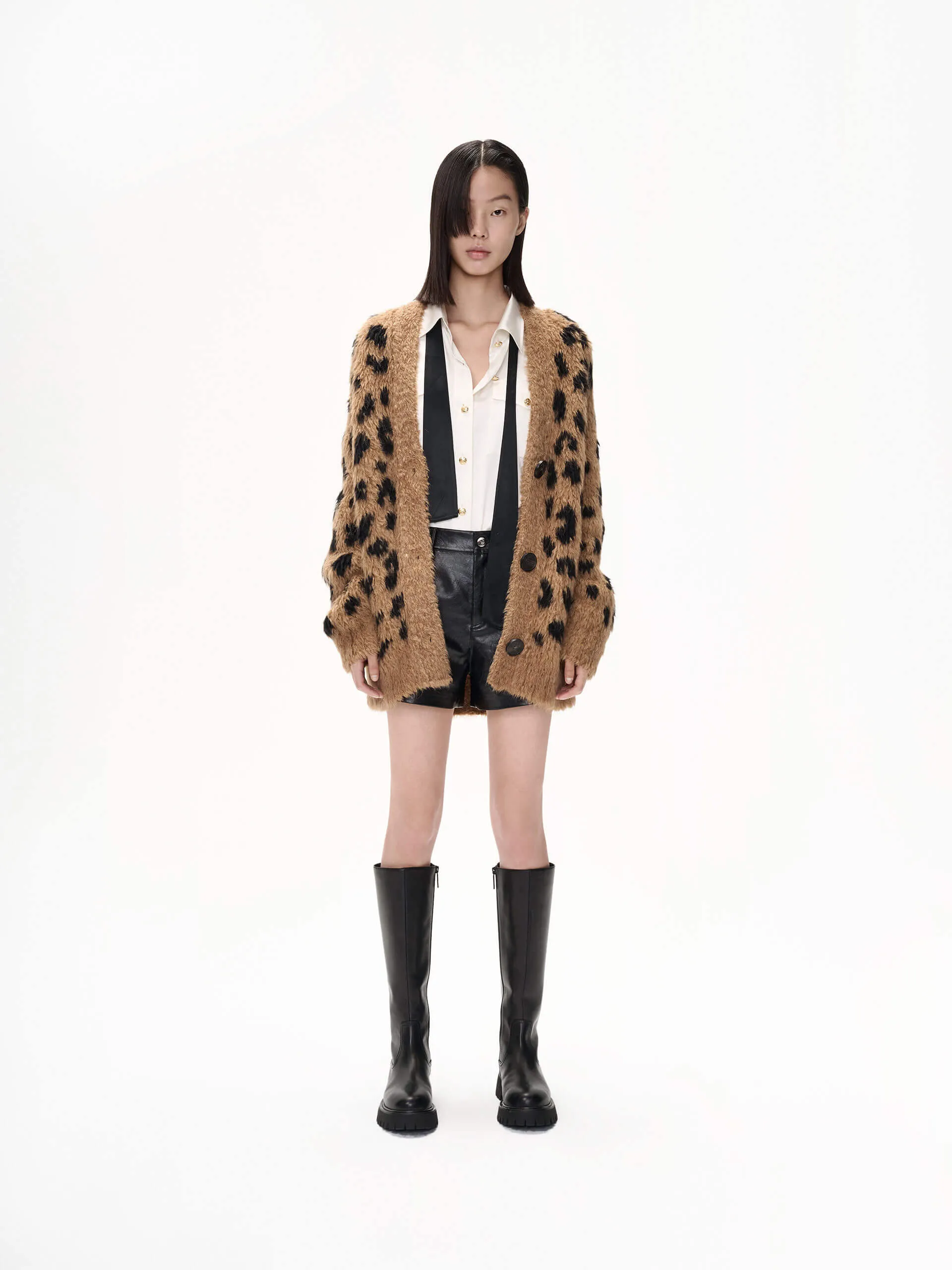 Leopard Print Knitted Cardigan