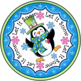 Let It Snow, Penguin, Holiday Sign, Winter Welcome Sign, Christmas Sign, Wreath Supplies, Wreath Center