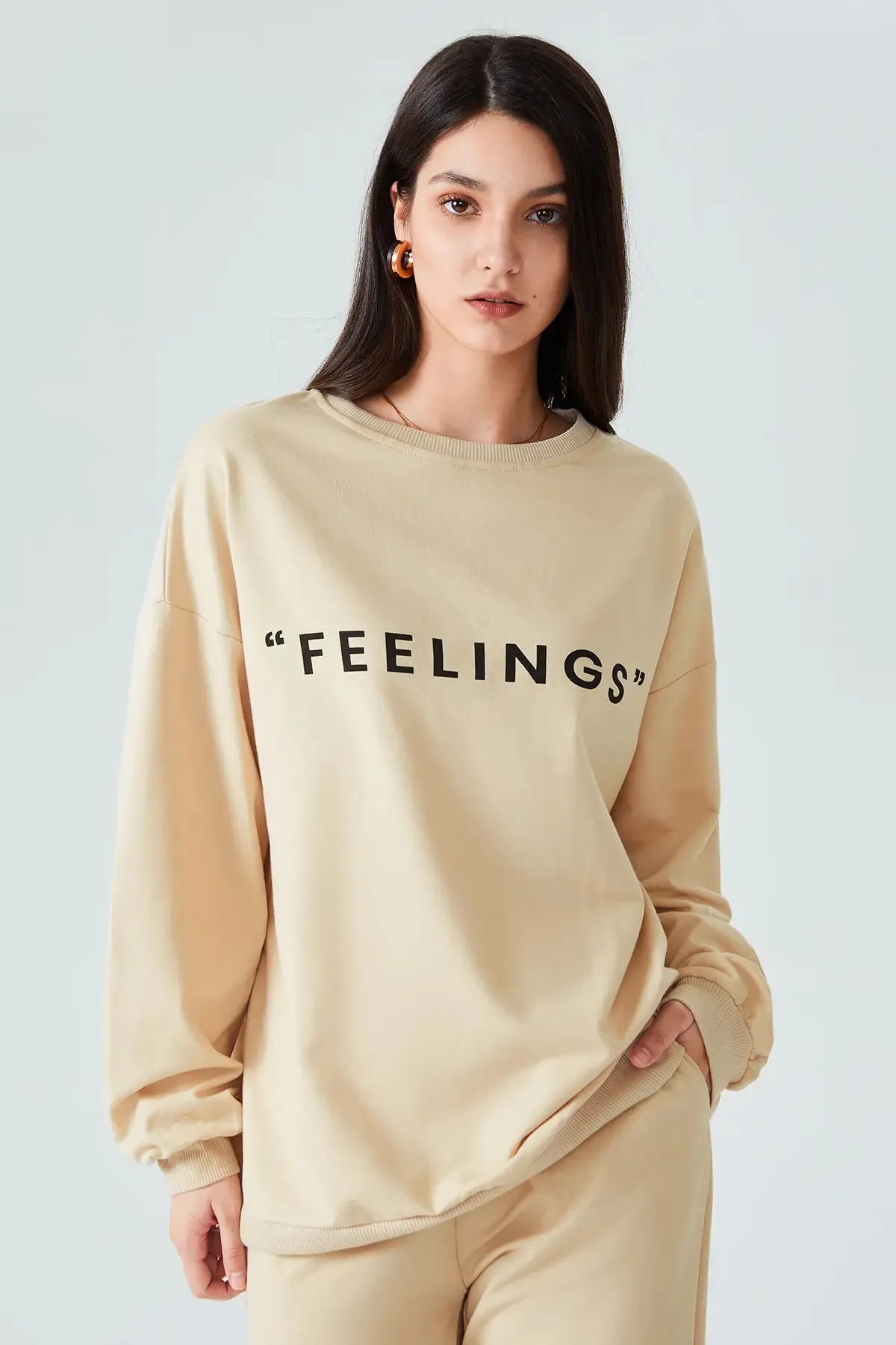 Letter Bishop Sleeve Sweatshirt