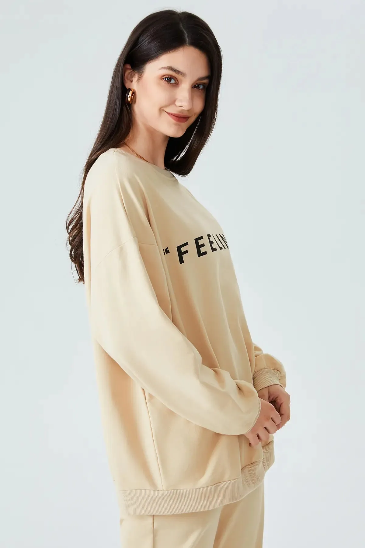 Letter Bishop Sleeve Sweatshirt