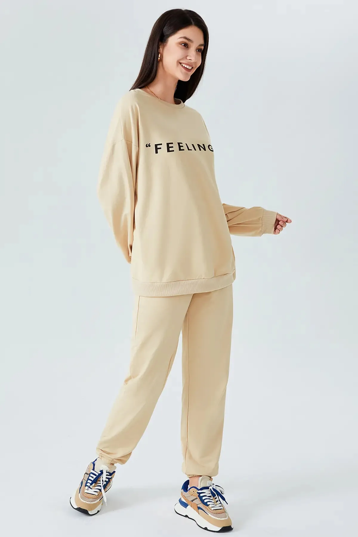 Letter Bishop Sleeve Sweatshirt