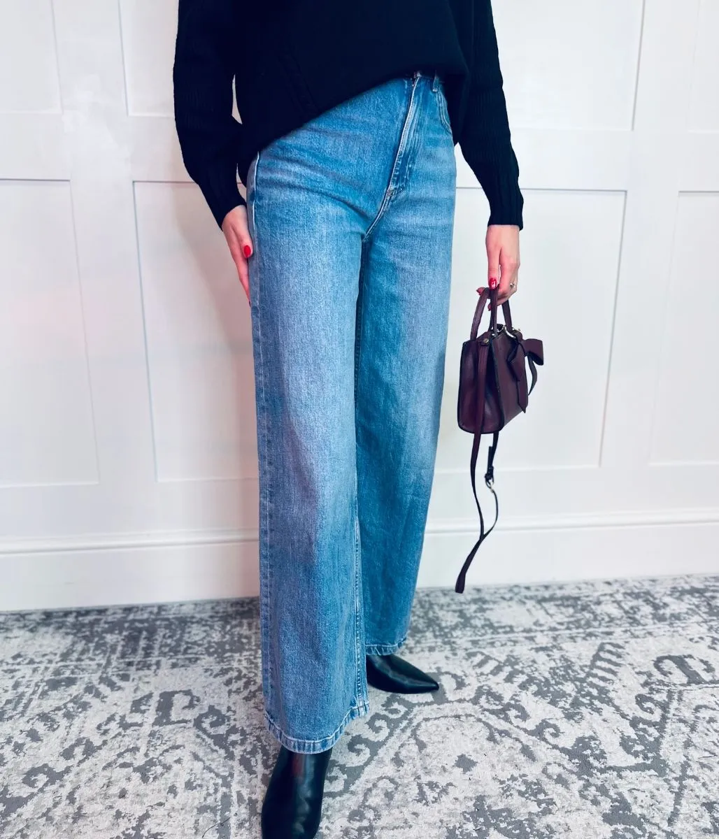 Light Blue Denim Wide Leg Jeans