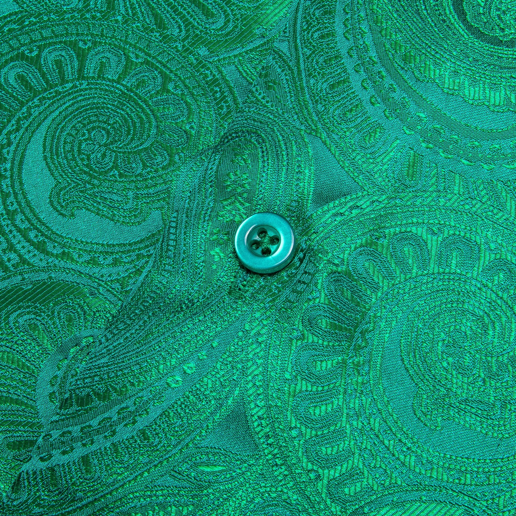 Light Green Paisley Pattern Silk Men's Long Sleeve Shirt