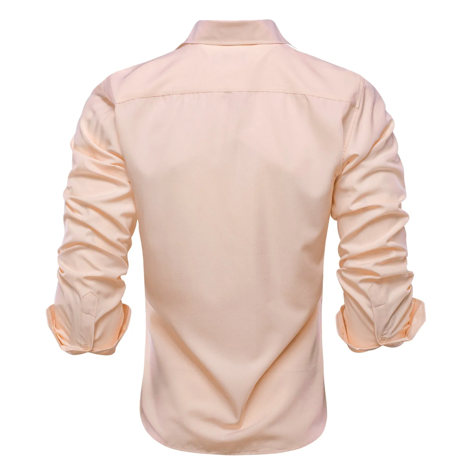 Light Pink Solid Men's Long Sleeve Cotton Shirt