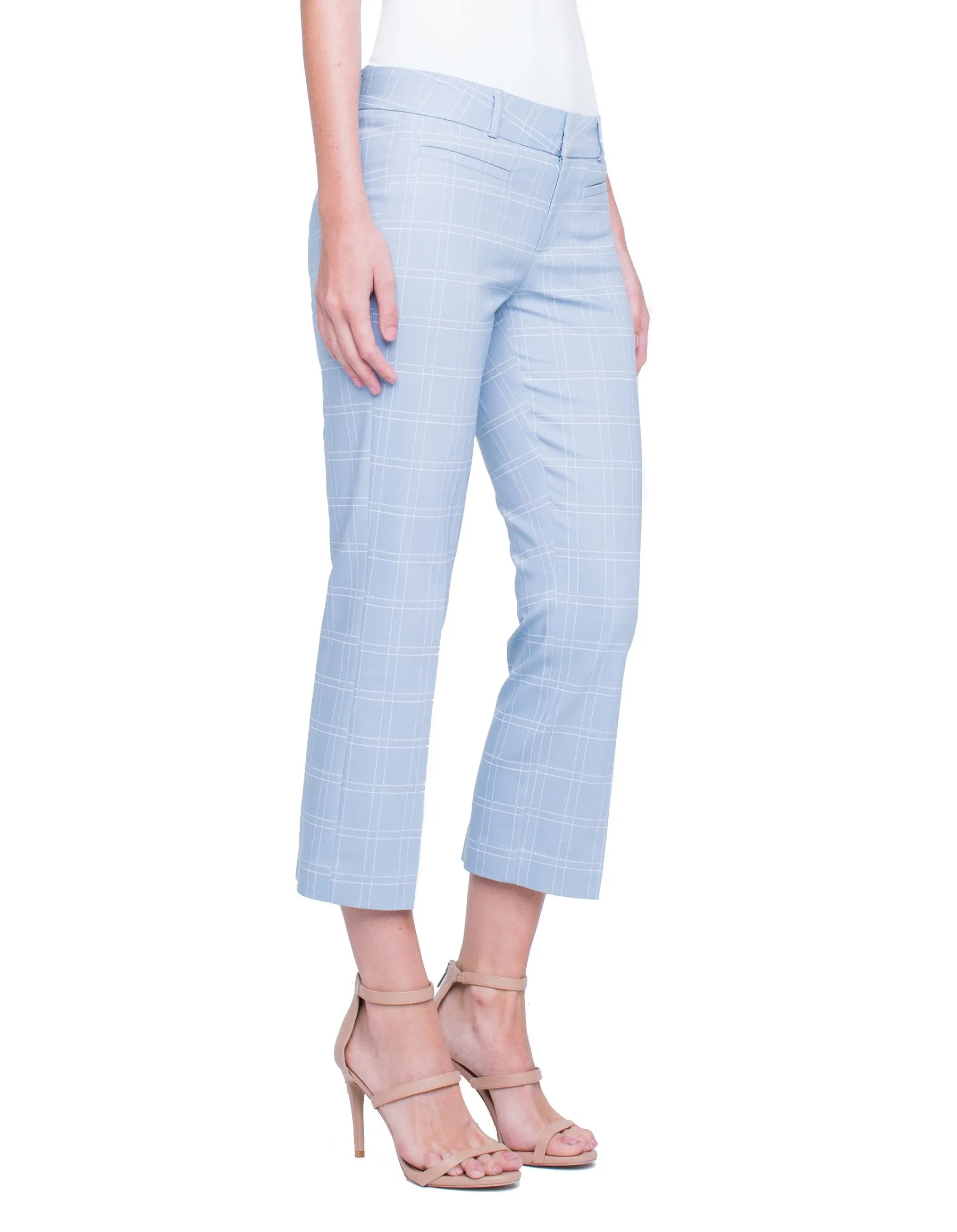 Liverpool Vera Cropped Trousers in Dusty Blue Pixel