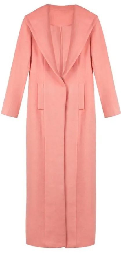 Long Pink Wool-Blend Coat