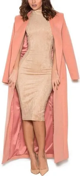 Long Pink Wool-Blend Coat