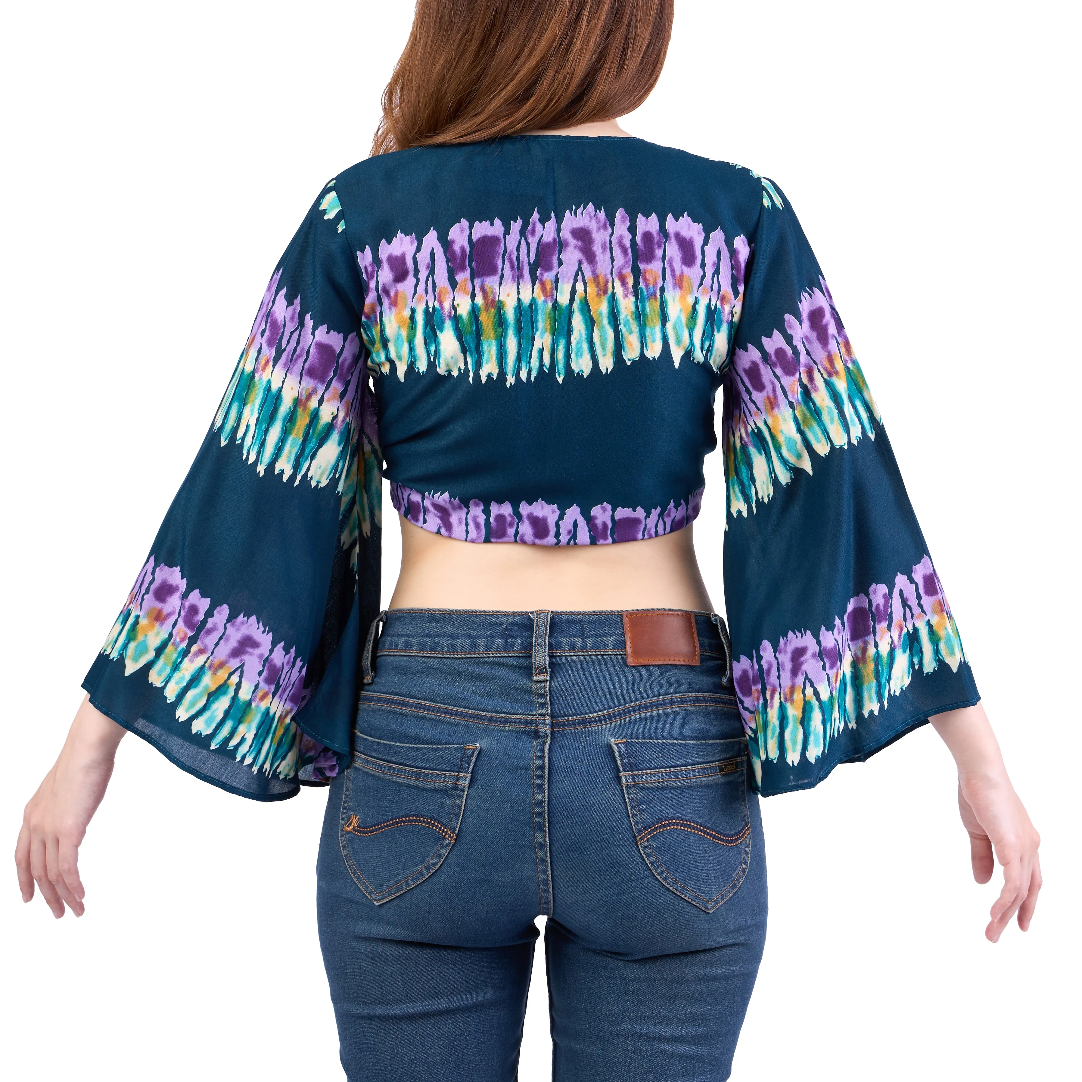 Long Sleeve Boho Top - Casual Shirt - Teal