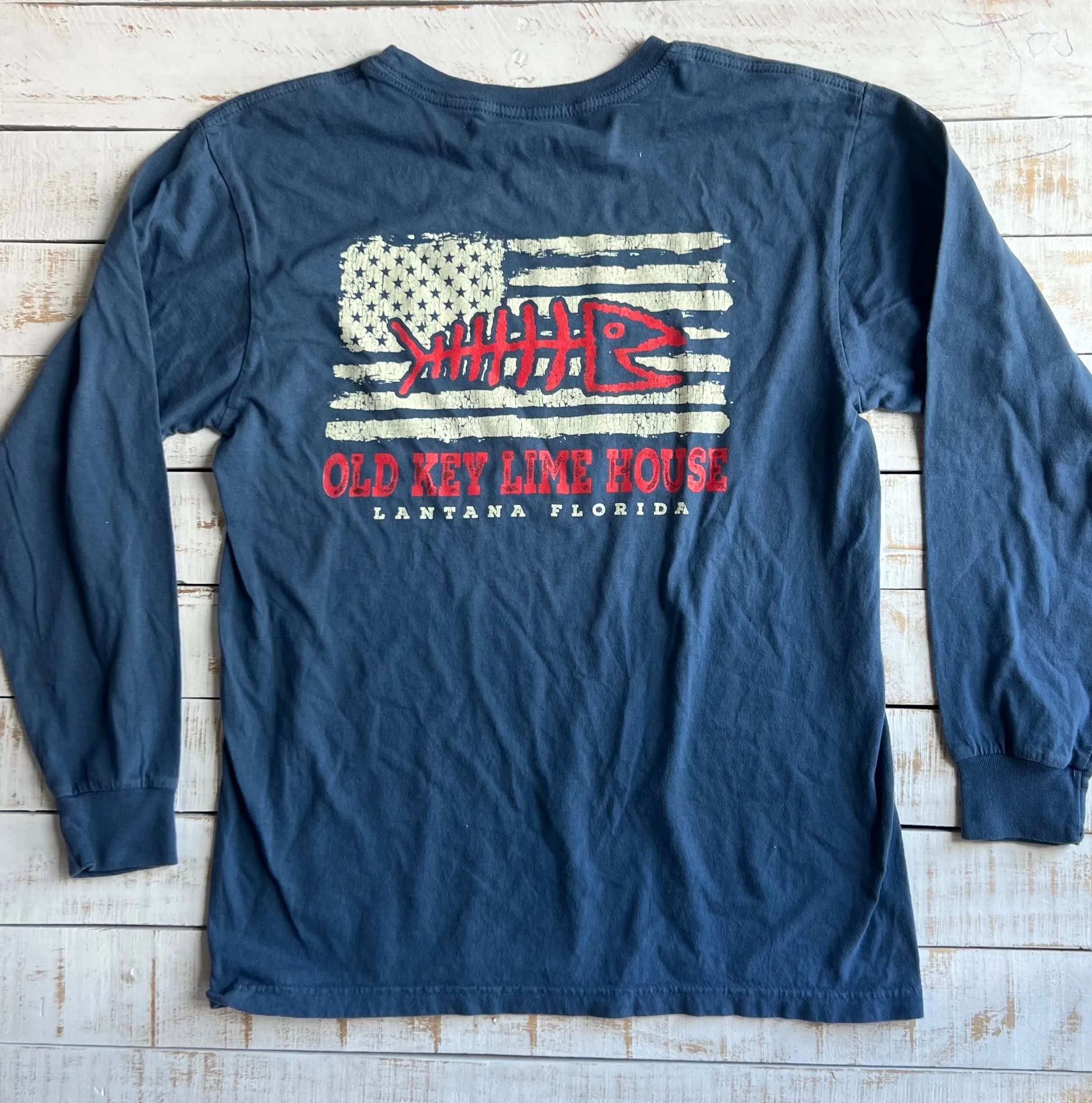 Long Sleeve Bonefish Americana T-shirt, Indigo