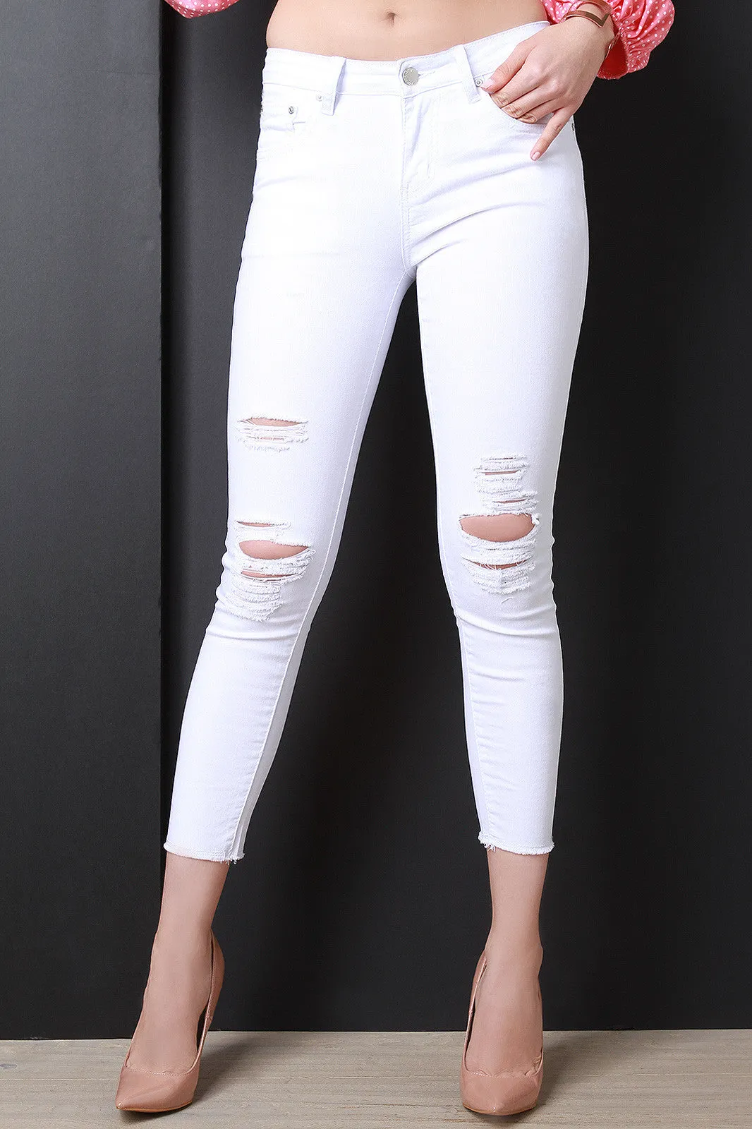 Low Rise Distressed Skinny Jeans