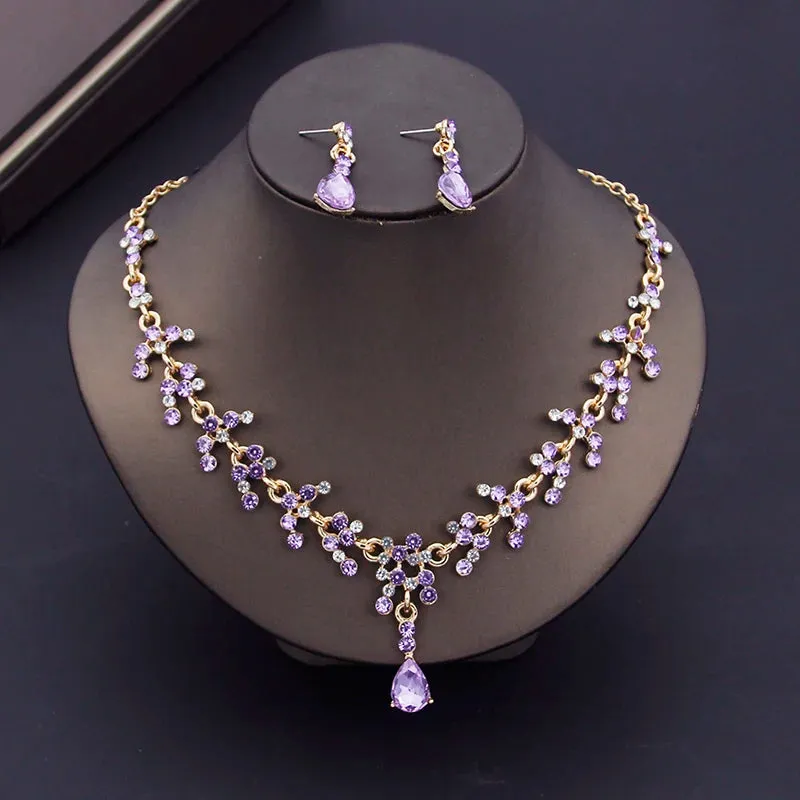 Luxury Choker Necklace Earrings Party Bridal Fashion Necklace Sets