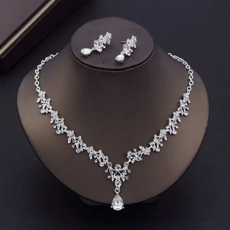 Luxury Choker Necklace Earrings Party Bridal Fashion Necklace Sets