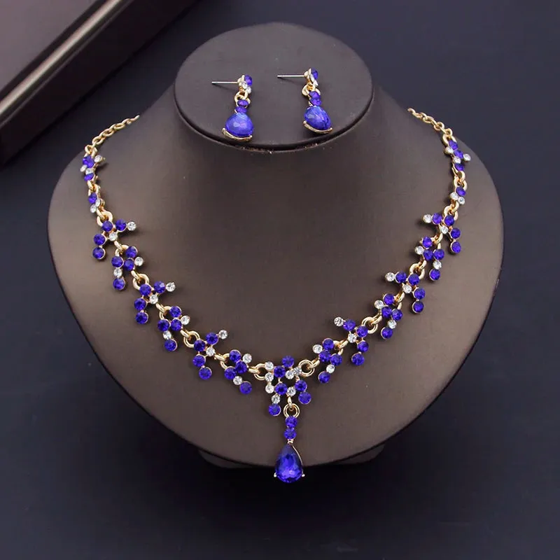 Luxury Choker Necklace Earrings Party Bridal Fashion Necklace Sets