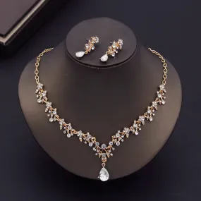 Luxury Choker Necklace Earrings Party Bridal Fashion Necklace Sets