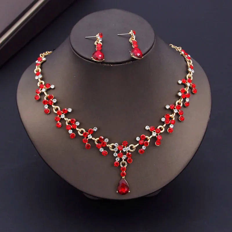 Luxury Choker Necklace Earrings Party Bridal Fashion Necklace Sets