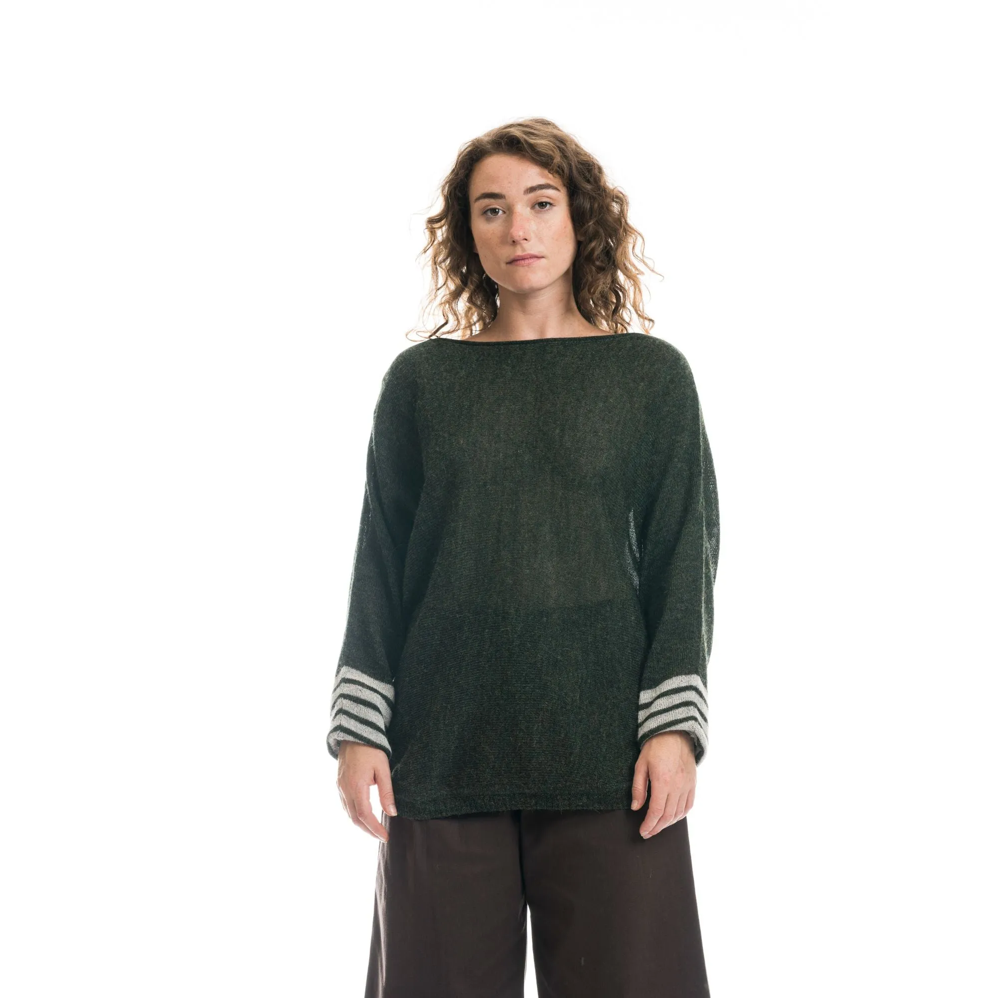 Maglione ampio in Alpaca verde foresta