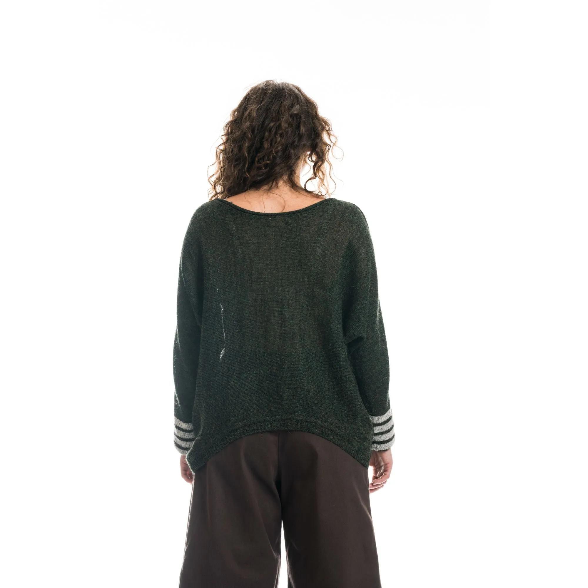 Maglione ampio in Alpaca verde foresta