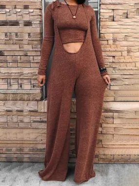 mangocouture Cropped Sweatshirt & Overall Set