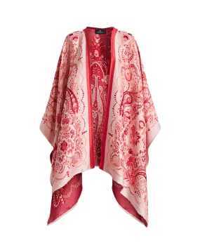 Mantella Jacquard Cape in Red