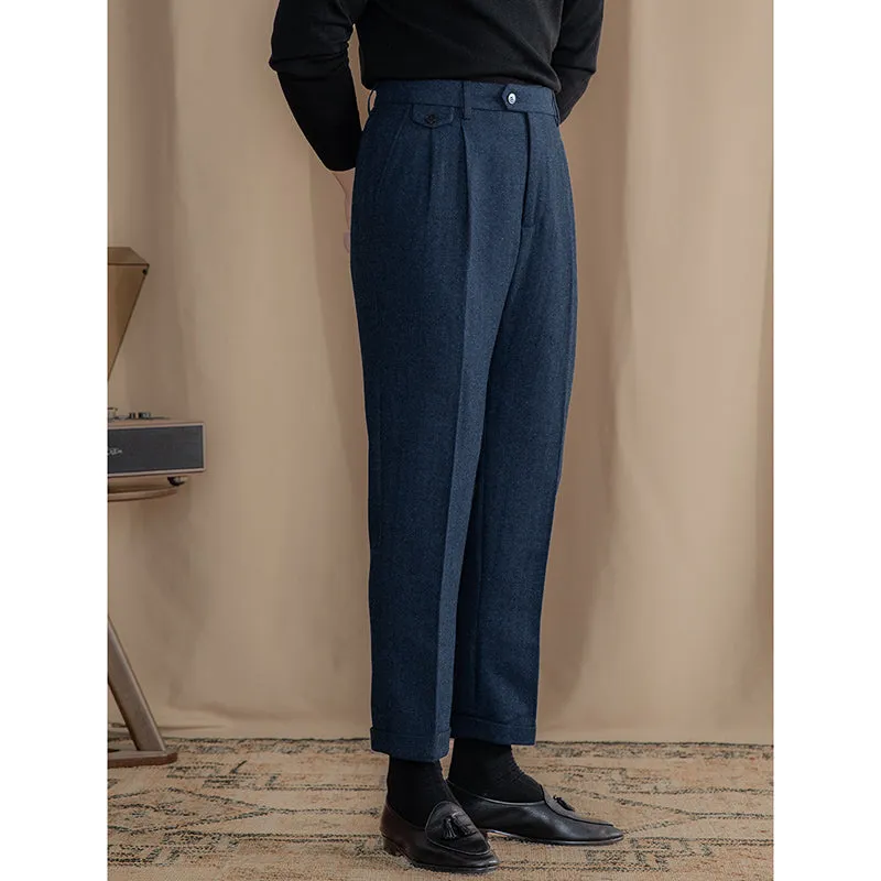 Men's Autumn and Winter Business Retro Straight Suit Pants