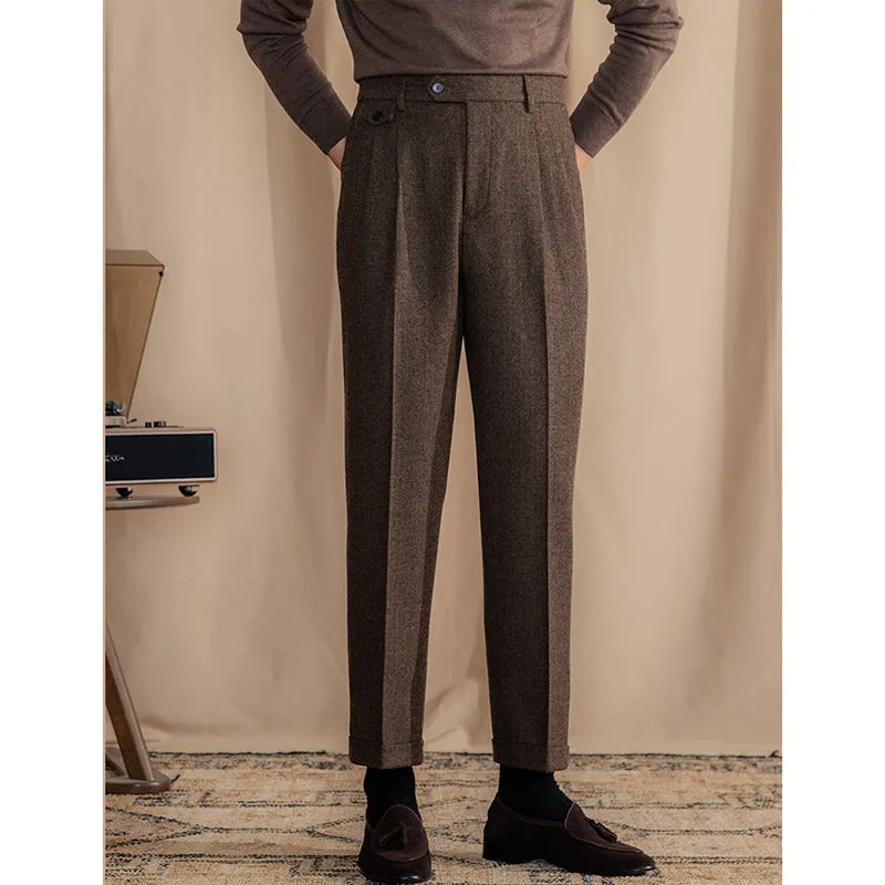 Men's Autumn and Winter Business Retro Straight Suit Pants