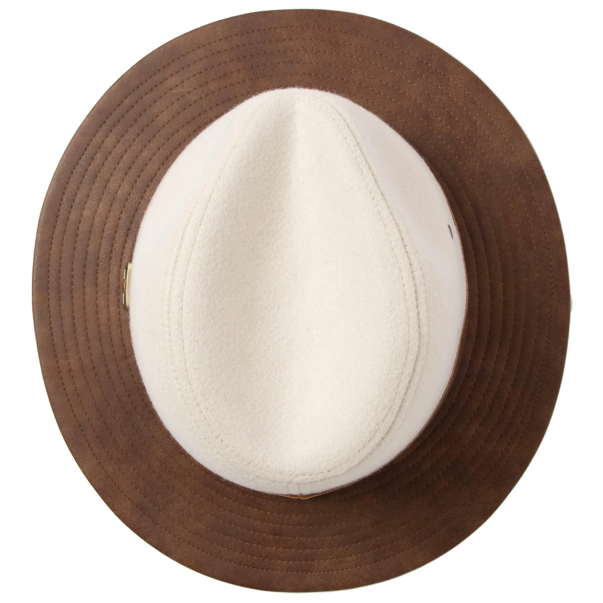 Men's Faux Felt Fedora with Matching Faux Leather Band