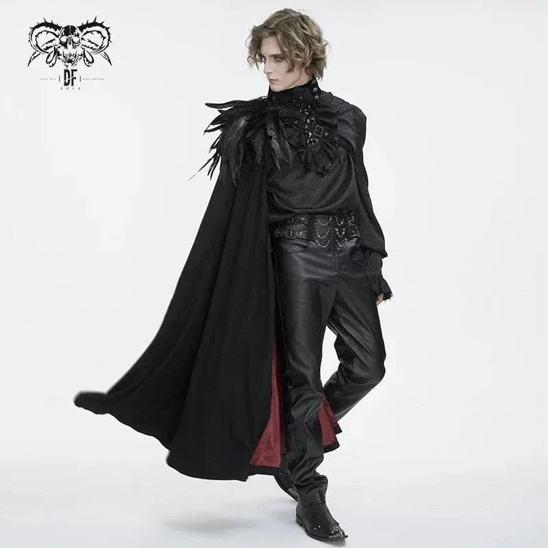 Men's Gothic Stand Collar Feather Cape