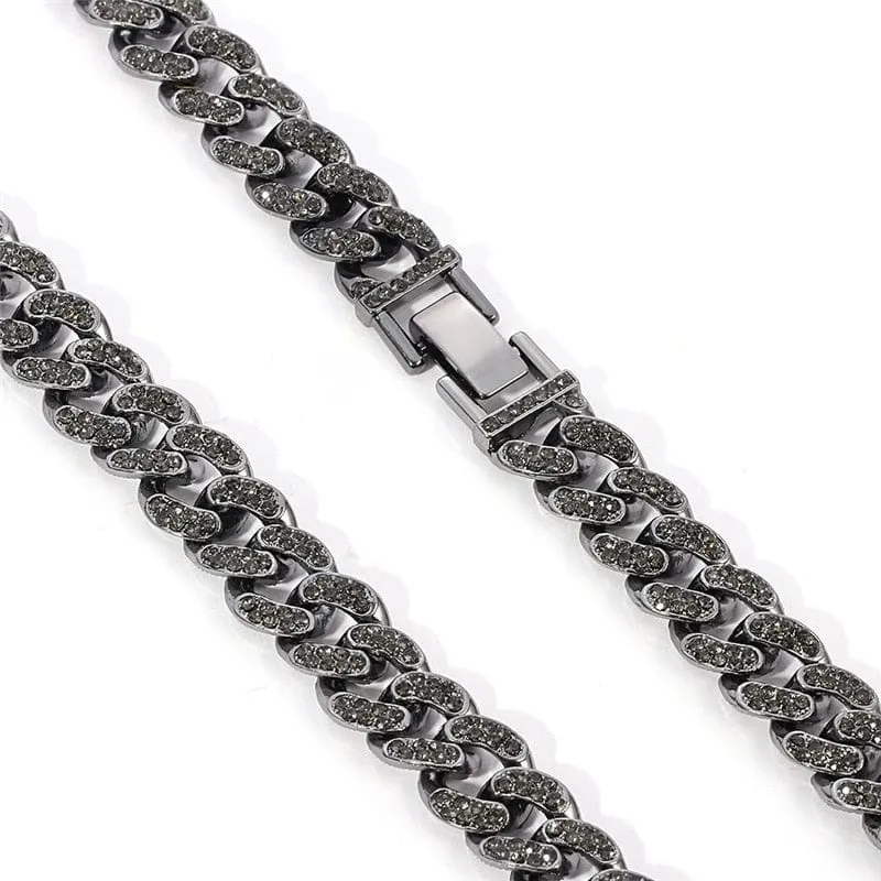 Men's Iced Out Gun Black Chain Necklace