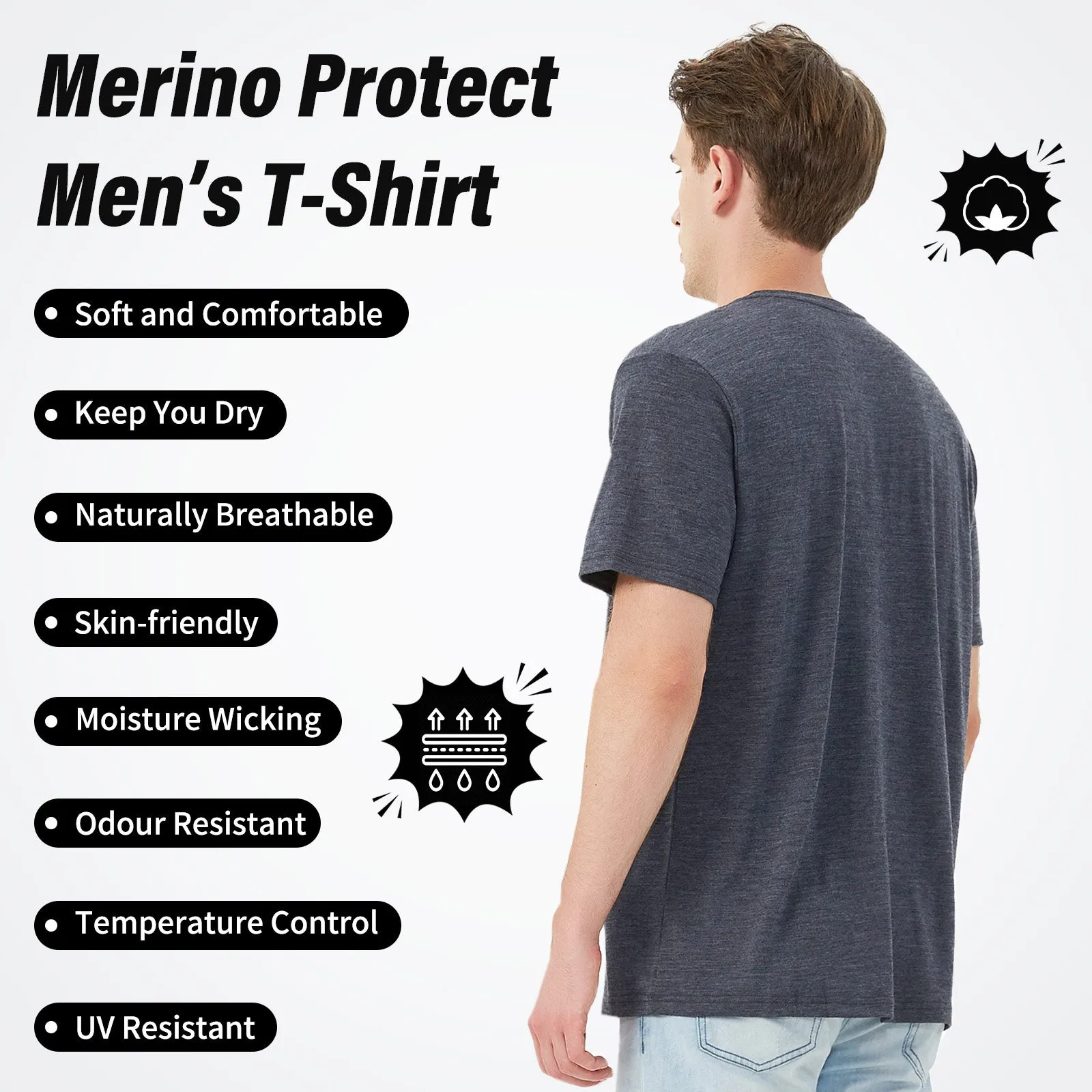 Men's Merino 170g Classic Short Sleeve T-Shirt Dark Gray