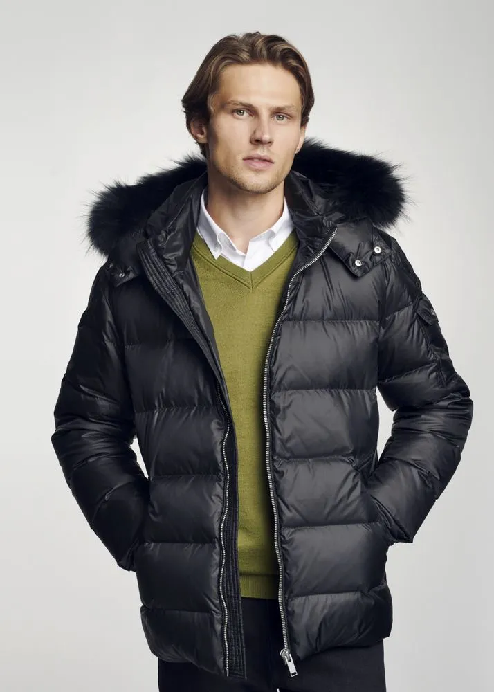 Men's Winter Jacket With Faux Fur Trim by TJS