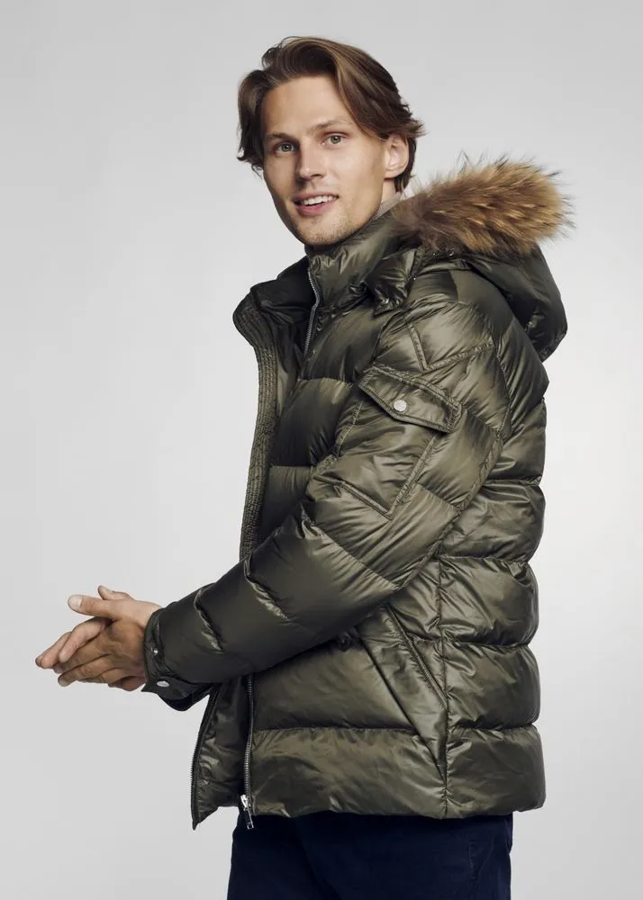 Men's Winter Jacket With Faux Fur Trim by TJS