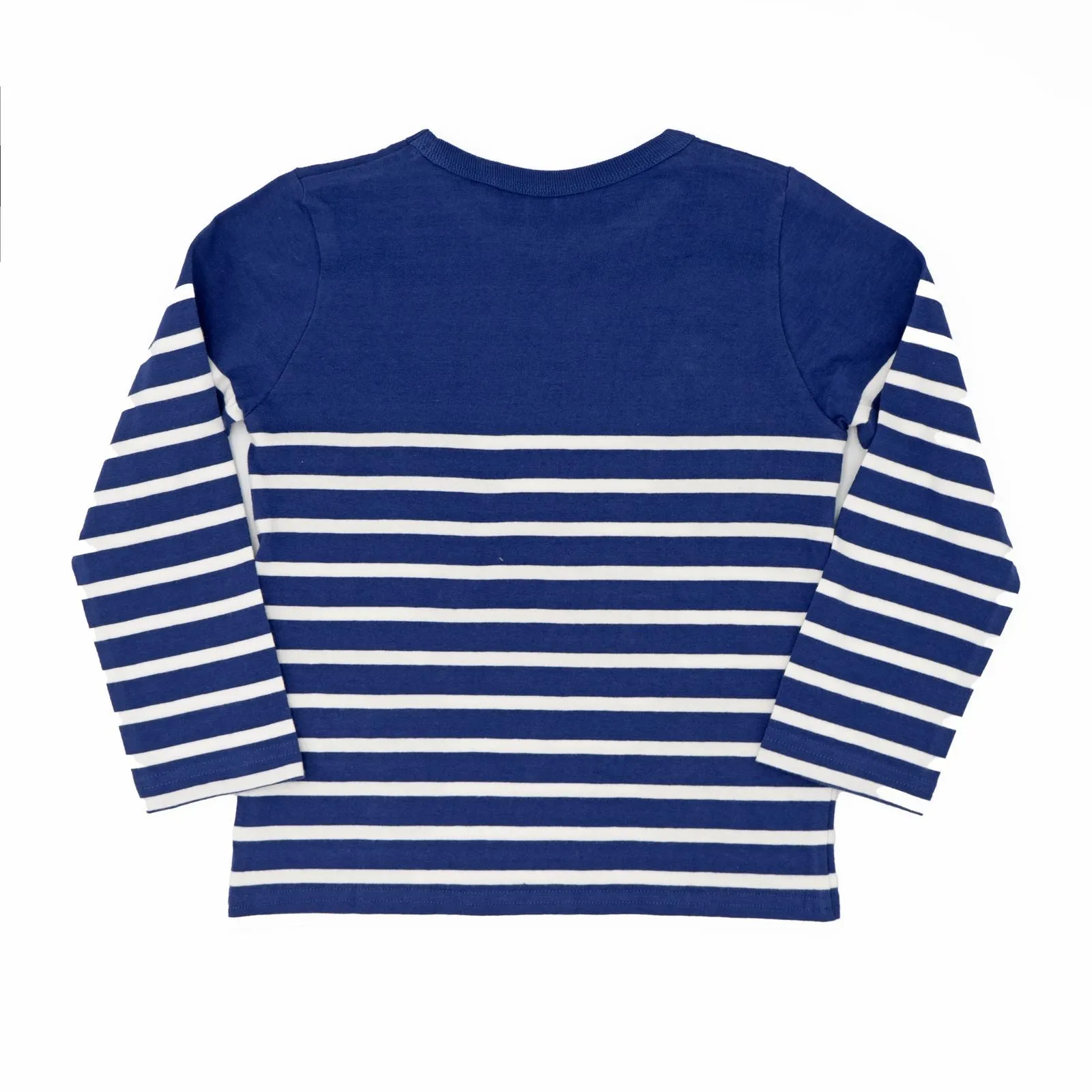 Mini Boden Boys Blue Stripe Long Sleeve Dinosaurs Aplique Tops