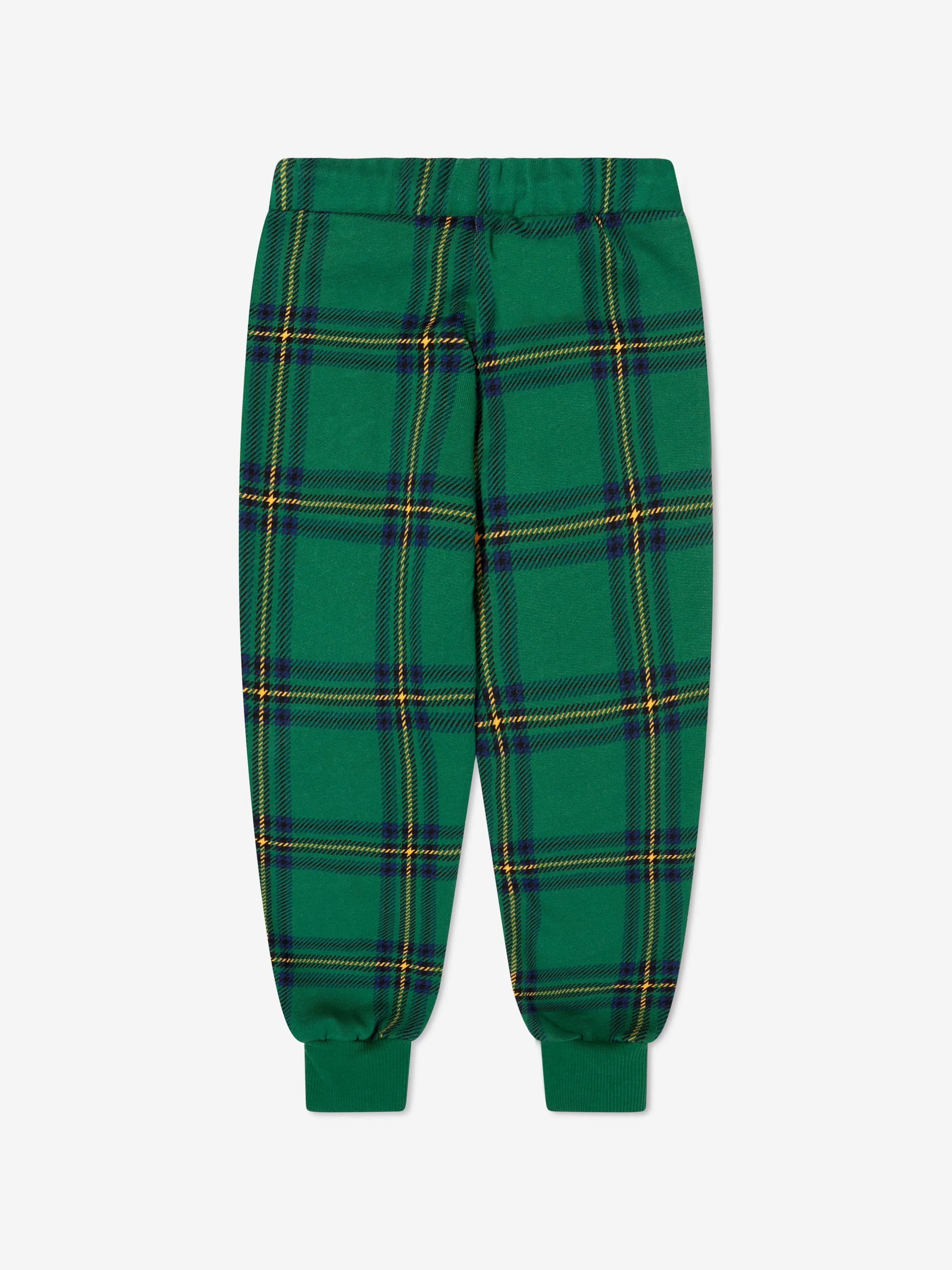 Mini Rodini Kids Organic Cotton Check Print Joggers in Green