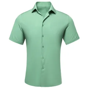 Mint Green Solid Men's Short Sleeve Shirt