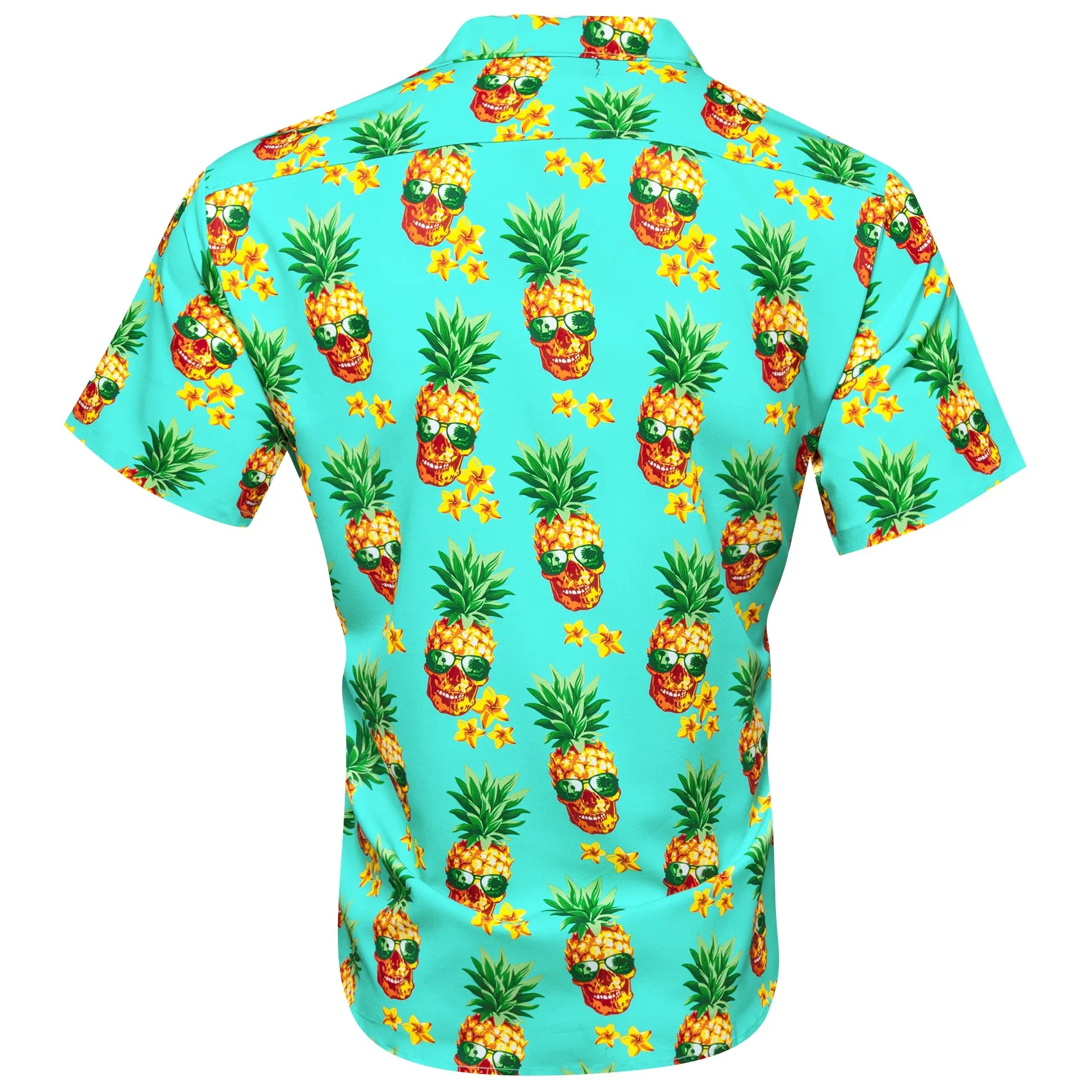 Mint Green Yellow Pineapple Novelty Men's Short Sleeve Summer Shirt