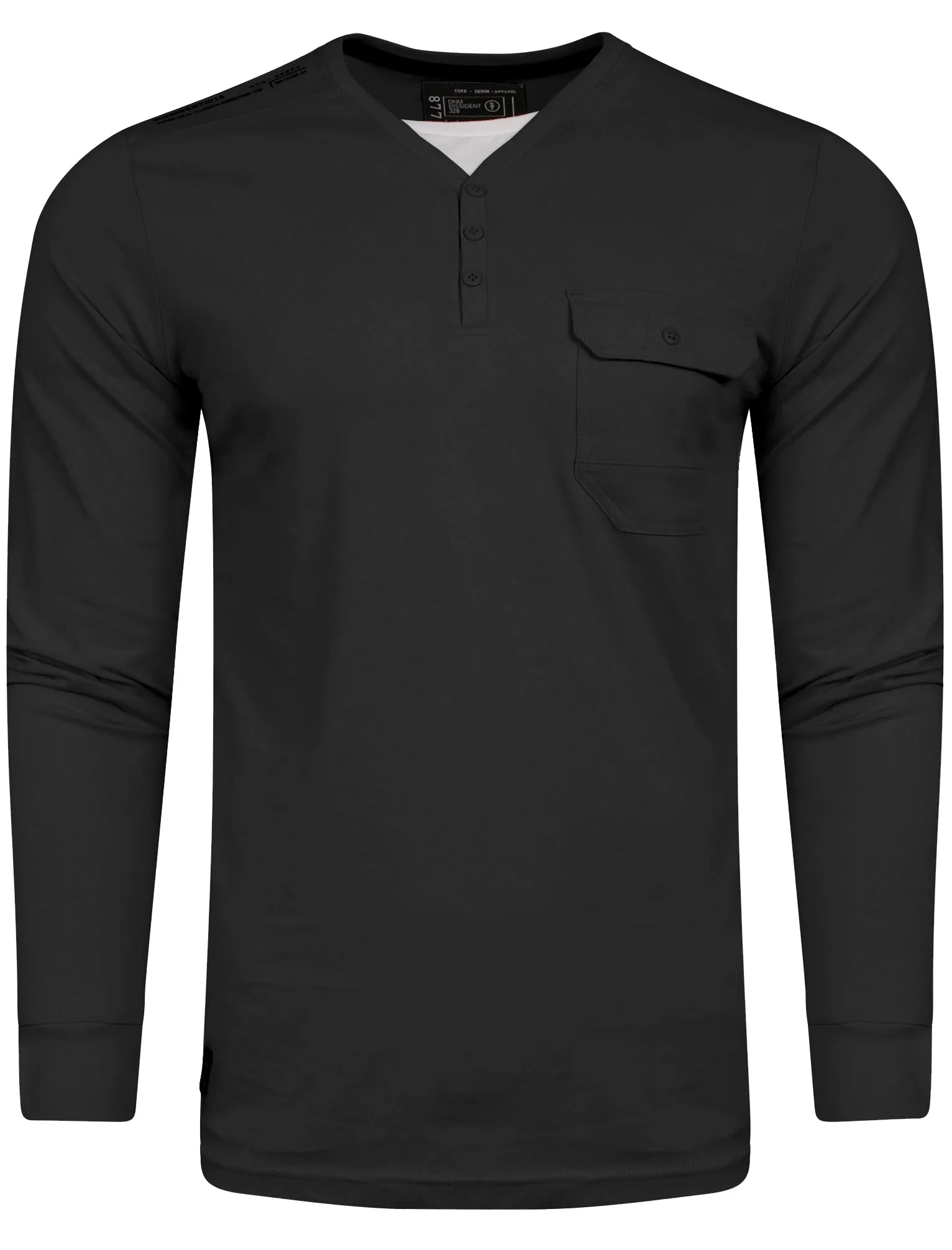 Mock T-Shirt Insert Long Sleeve T-Shirt in Black - Dissident